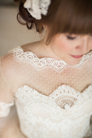 beautiful polka dot tulle and lave wedding dress | onefabday.com