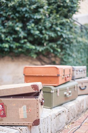 vintage suitcase decor | Clare and Nathan's beautifully intimate wedding by I Heart Weddings | onefabday.com