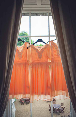 peach bridesmaids dresses | Teresa and Greg's Beautiful Millhouse Wedding by Lucy Nuzum | onefabday.com