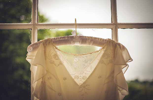 wedding dress details | Teresa and Greg's Beautiful Millhouse Wedding by Lucy Nuzum | onefabday.com