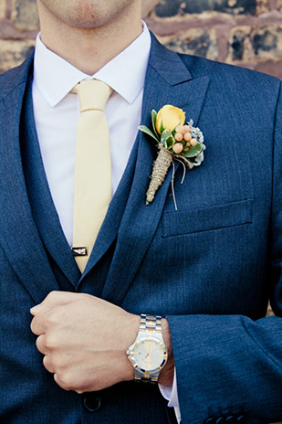 Navy suit and yellow tie | onefabday.com