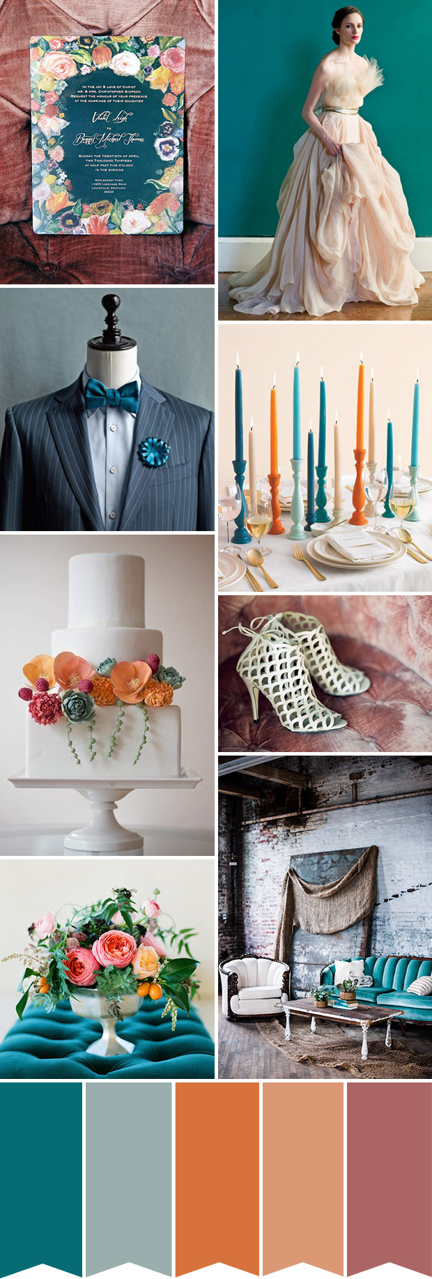 Teal and Orange Wedding Colour Palette | onefabday.com