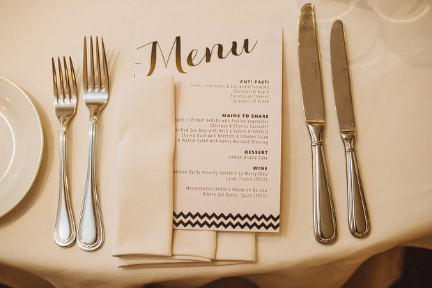 Chevron monochrome wedding menu  | www.oneabday.com