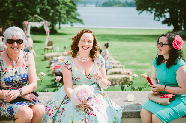 vintage print bridesmaids dress | Alan and Ger's sunny summer wedding at Dromquinna Manor by White Cat Studio | onefabday.com