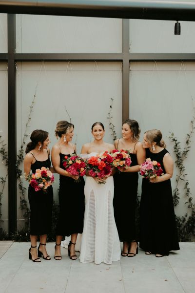 long black bridesmaid dresses, black bridesmaid jumpsuits, short black bridesmaid dresses, winter bridesmaids dresses