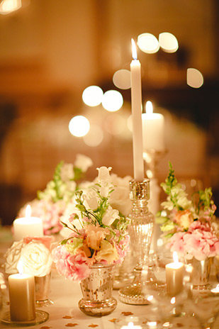 Pink, mint and gold wedding table decor | onefabday.com