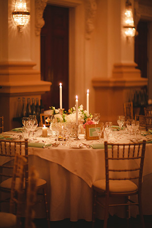 Pink, mint and gold wedding table decor | onefabday.com