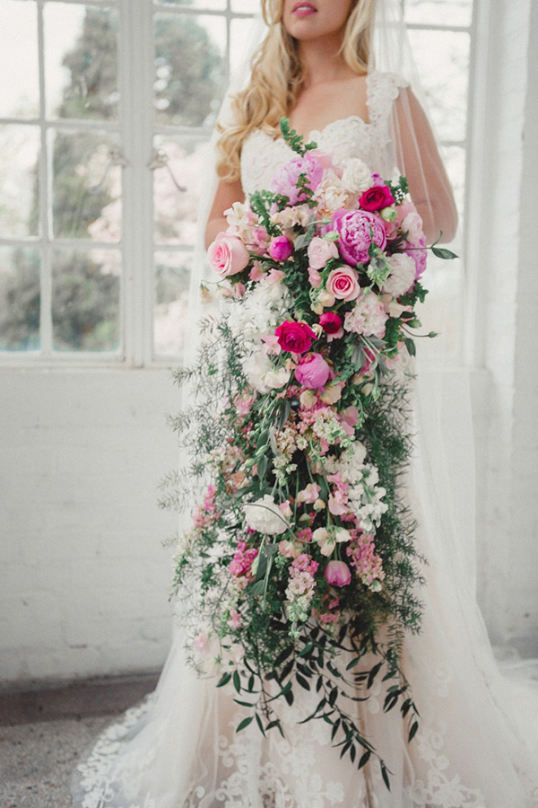 A hot floral trend for 2015 | Cascading Bridal Bouquets | onefabday.com