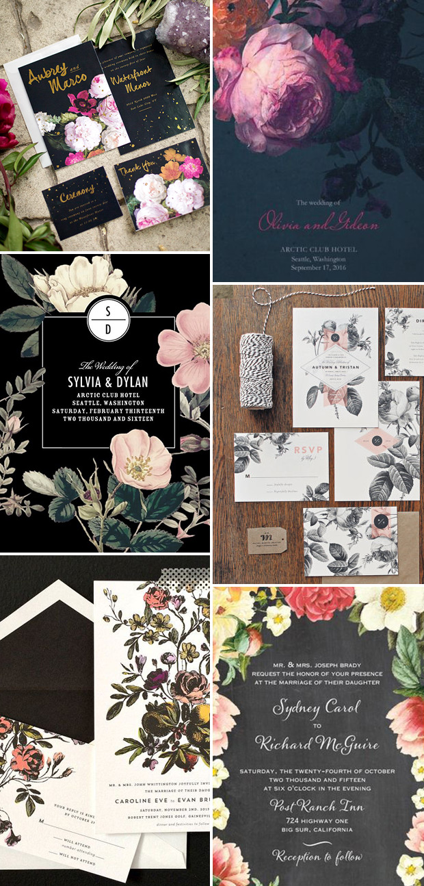 Dramatic Black Floral Wedding Stationery | onefabday.com