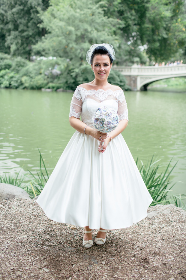 1950's style short wedding dress | Meg and Andy's DIY Central Park Wedding by Cyrience Creative Studios | onefabday.com