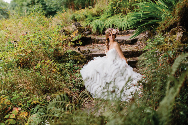 Secret Garden bridal style with floral crown and braid | onefabday.com