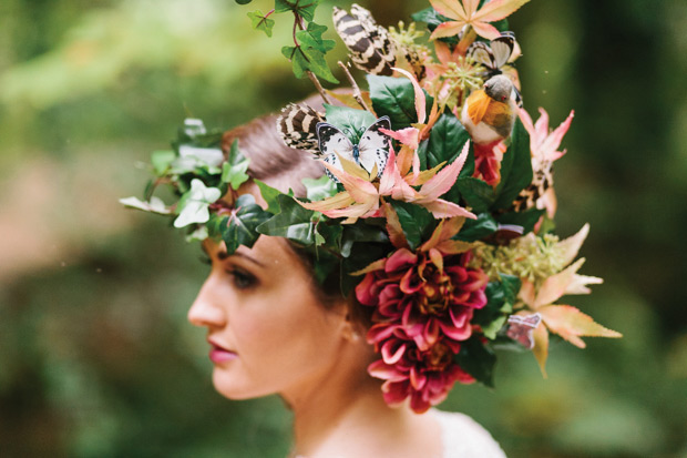 Secret Garden bridal style with floral crown | onefabday.com