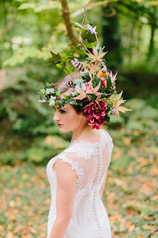 Secret Garden bridal style with floral crown | onefabday.com