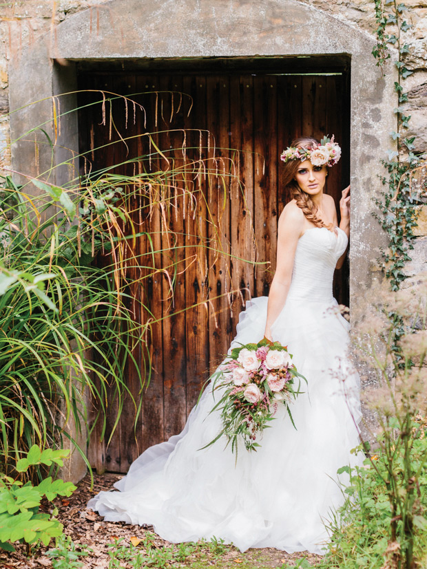 Secret Garden bridal style with floral crown | onefabday.com