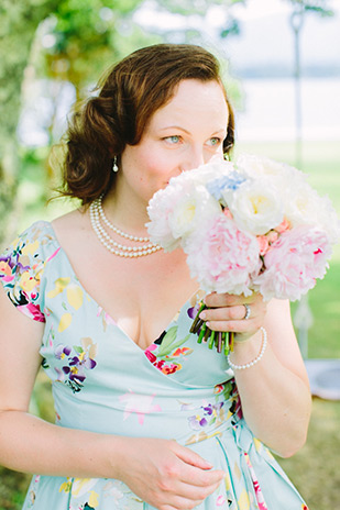 vintage print bridesmaids dress | Alan and Ger's sunny summer wedding at Dromquinna Manor by White Cat Studio | onefabday.com