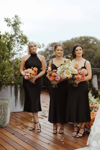 black bridesmaid dresses, black bridesmaid jumpsuits, short black bridesmaid dresses