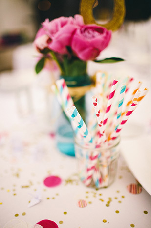 peony and glitter table number wedding centerpieces | onefabday.com