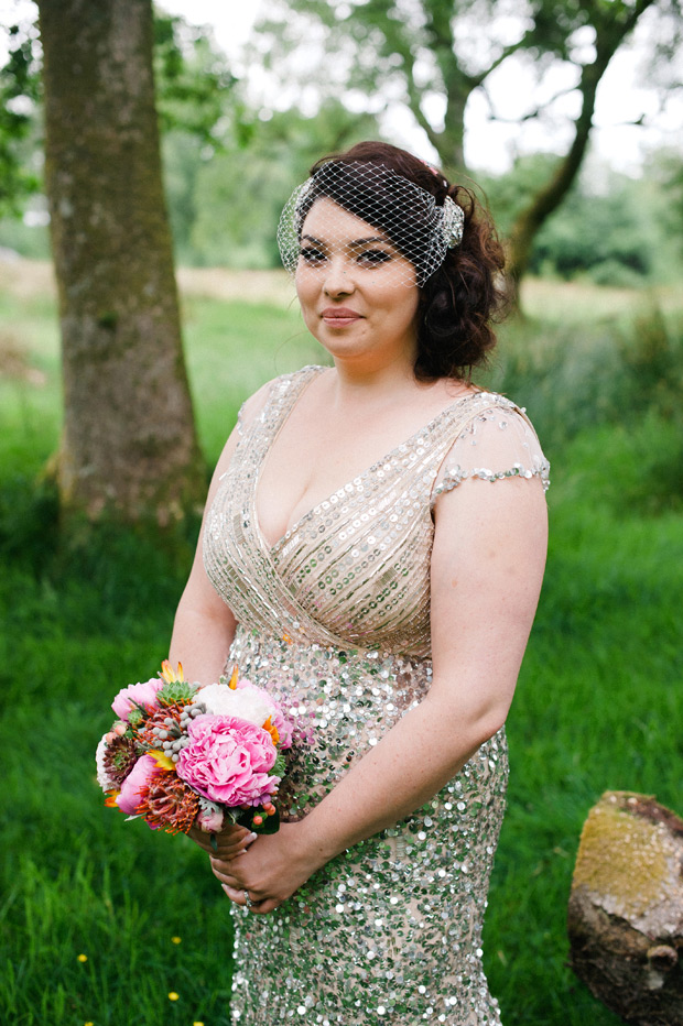 Beautiful bride Nicki and her gorgeous glittery sequin wedding dress | onefabday.com