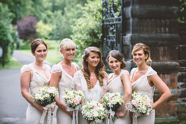 cream bridesmaids dresses | Alissa and Gerard's Beatles and Stars wedding by Gail Kelly | onefabday.com