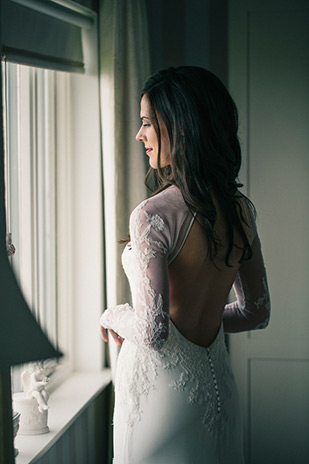 Backless Patrick Casey wedding dress | Liz and Kevin's Elegant Village at Lyons Wedding by Larry McMahon | onefabday.com