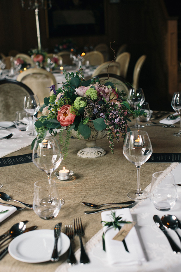 elegant floral centrepeice | Liz and Kevin's Elegant Village at Lyons Wedding by Larry McMahon | onefabday.com