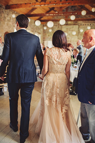 Beautiful blush embroidered wedding gown | onefabday.com