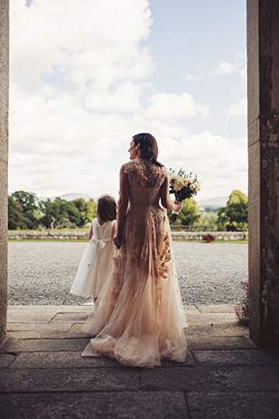 Beautiful blush embroidered wedding gown | onefabday.com