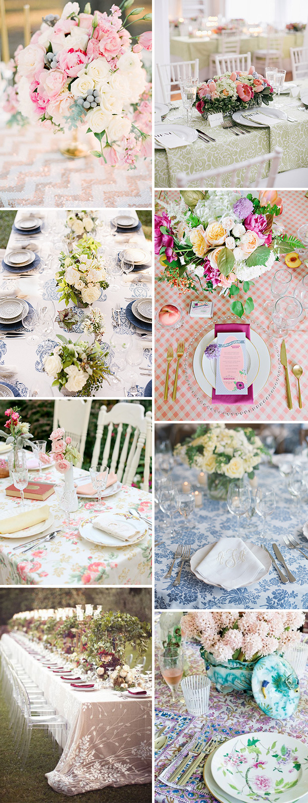 soft toned pattern wedding table cloths | onefabday.com