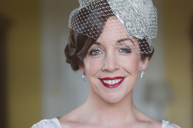 vintage style bridal hair and birdcage veil | Donna and Macdarra's Beautiful Waterford Castle Wedding by Aspect Photography | onefabday.com