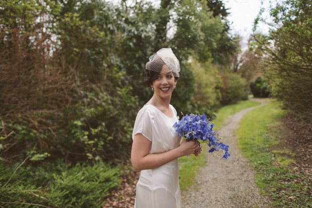 cornflower blue bridal bouquet | Donna and Macdarra's Beautiful Waterford Castle Wedding by Aspect Photography | onefabday.com