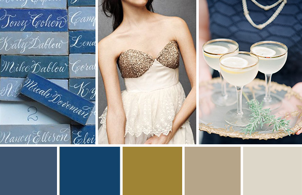 Blue and Gold Wedding Inspiration | onefabday.com