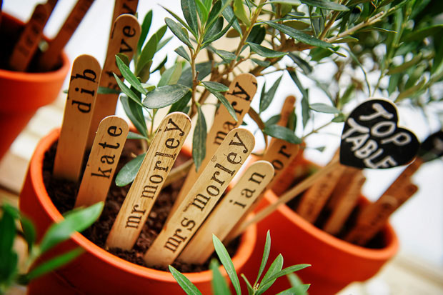 potted herb table plan | Clio and Dave's beautiful botanical inspired wedding at Kilshane House by Give Us A Goo Photography | onefabday.com