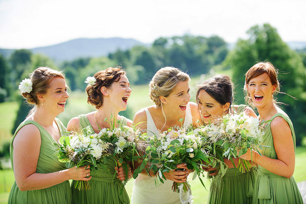 soft green bridesmaids dresses | Clio and Dave's beautiful botanical inspired wedding at Kilshane House by Give Us A Goo Photography | onefabday-com.go-vip.net