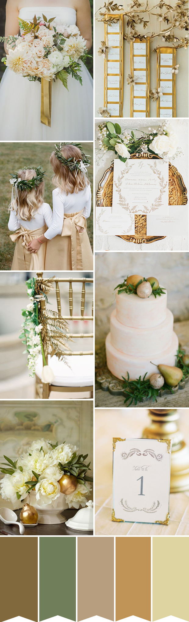 Glamorous Gold wedding color palette | onefabday.com