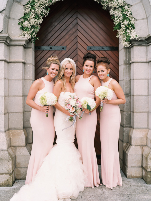 Pretty pink bridesmaids dresses | Frances and Thomas' Beautiful Glam Brandon House Lisa O Dwyer | onefabday-com.go-vip.net