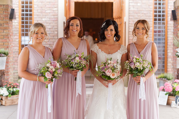 Pretty soft lilac bridesmaids dresses | Paul and Ann's pretty barn wedding at Larchfield | onefabday.com