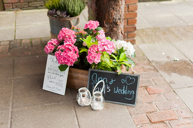 ceremony decor details | Paul and Ann's pretty barn wedding at Larchfield | onefabday.com