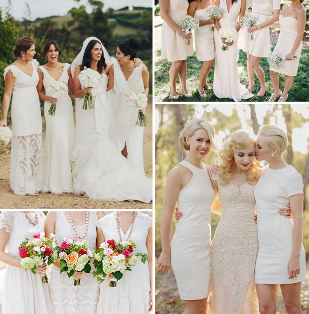 2015 Wedding Trends | White Bridesmaids Dresses | onefabday.com