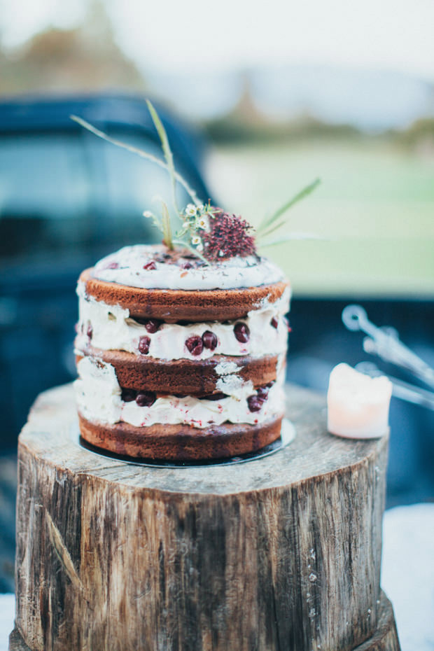 mini rustic naked cake | Beautiful boho bridal inspiration| onefabday.com