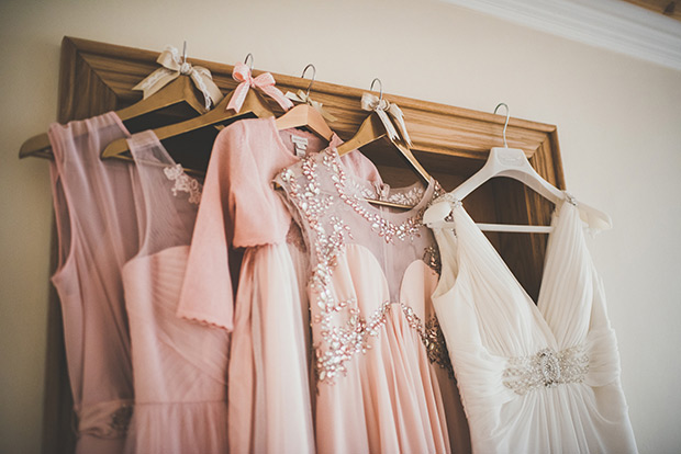 pretty pink bridesmaids dresses | Elaine and Kenny's pretty pastel pub wedding by Paula Gillespie | onefabday.com