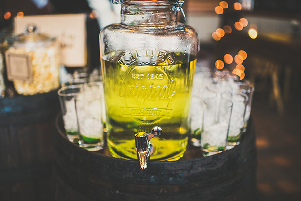 wedding drinks dispenser | Elaine and Kenny's pretty pastel pub wedding by Paula Gillespie | onefabday.com