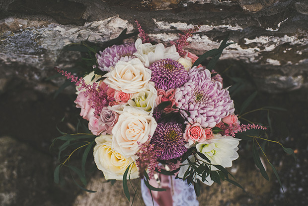 pretty pastel bridal bouquet | Elaine and Kenny's pretty pastel pub wedding by Paula Gillespie | onefabday.com