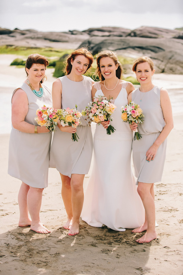 Grey short bridesmaids dresses | Bridget and Richard's wonderful Westcove House wedding by SOSAC | onefabday.com