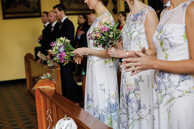 Blue floral print brdesmaids dresses | Orlaith and Sean's Pretty Clonwilliam House Wedding by Corrine Crennan | onefabday.com