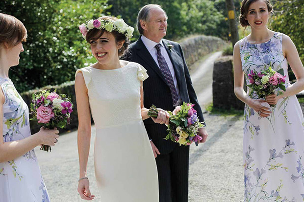 The beautiful Orlaith with a floral hair garland | Orlaith and Sean's Pretty Clonwilliam House Wedding by Corrine Crennan | onefabday.com