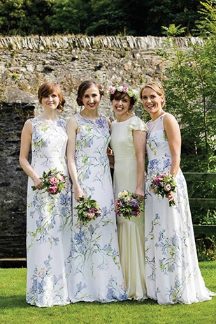 Blue floral print bridesmaids dresses | Orlaith and Sean's Pretty Clonwilliam House Wedding by Corrine Crennan | onefabday.com