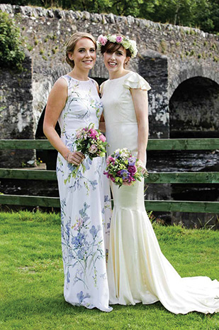 Blue floral print bridesmaids dresses | Orlaith and Sean's Pretty Clonwilliam House Wedding by Corrine Crennan | onefabday.com