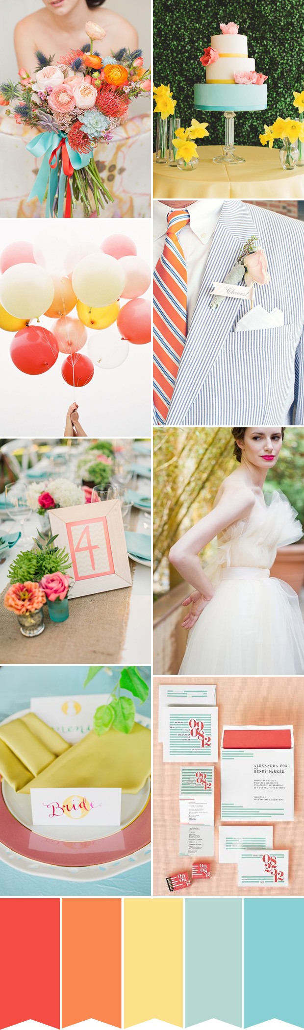 Spring Citrus: An Orange, Yellow and Blue wedding color palette | onefabday.com