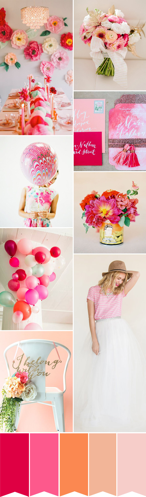 A Fun and Fabulous Wedding Color Palette of Pink and Orange | onefabday.com