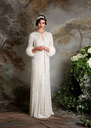 Vintage Inspired Eliza Jane Howell Delores Wedding Dress & Bridal Cover Up | onefabday.com